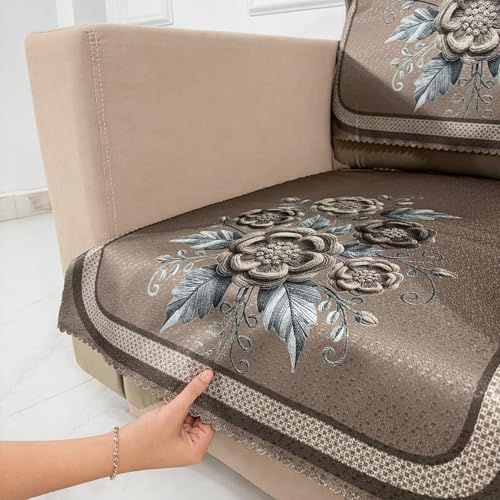 Image of Homerz Premium Waterproof Jasmine Joe Sofa Seat Cover - Floral Printed Sofa Protector | Non-Slip, Washable & Durable Sofa Protector (Mouse, 1 Seater with Back)