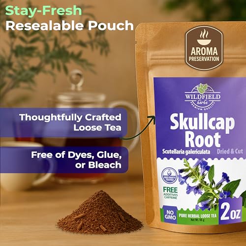 Image of 2 oz. Skullcap Herbal Tea (Scutellaria) - 56g Dried Skullcap Herb Tea Escutelaria