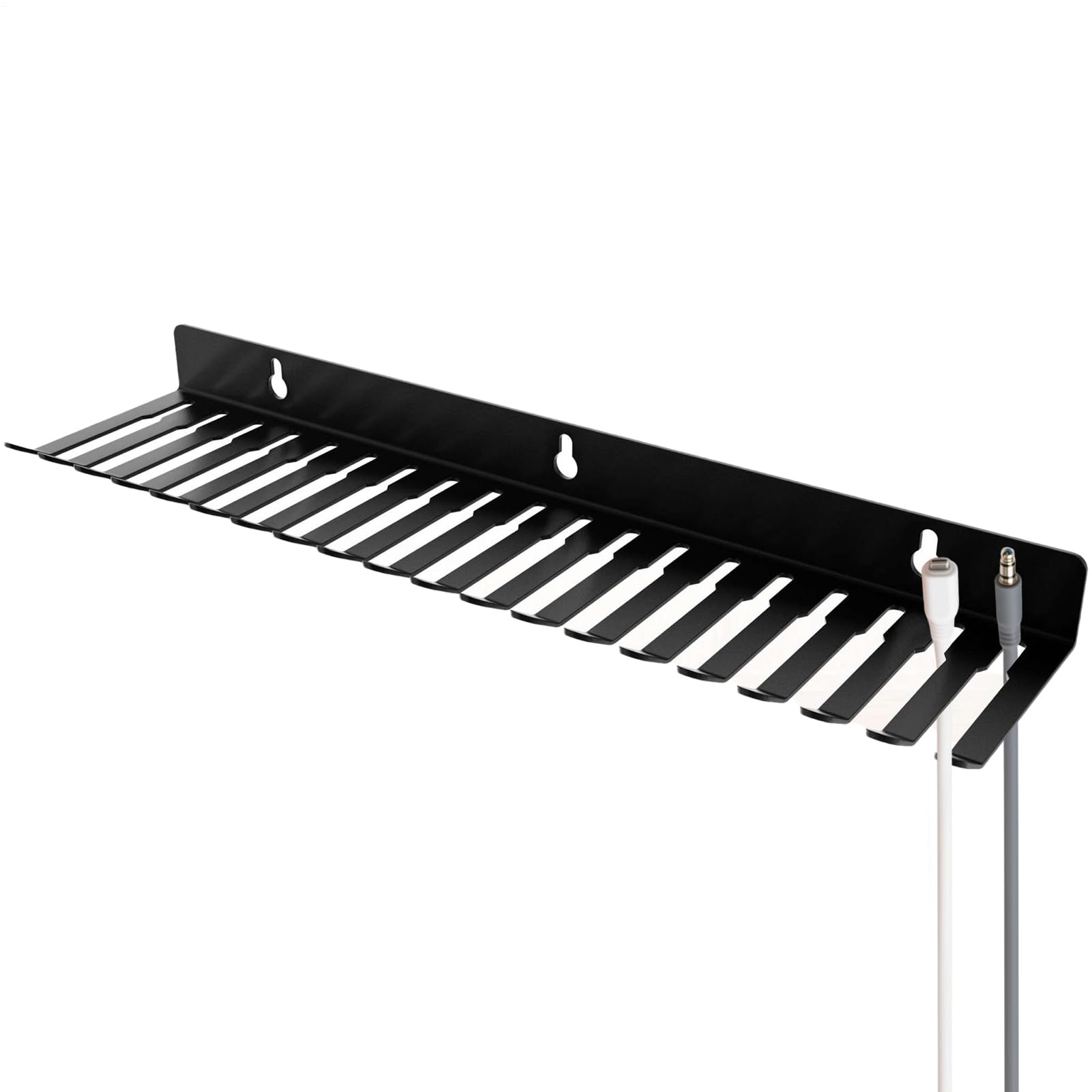 Wall Mountable Cable Hanger and Organizer, Cable Organizer Studio Storage, Cord Management Wall Shelf Mount, 19-Slot Cord Management Accessories for Bedroom Living Room Offices Trailer