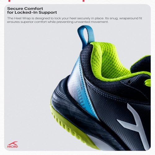 Image of Hundred Hyper Spike Badminton Shoes | Indoor Court Footwear | Active Grip Non-Marking Sole | X-Cushion Midsole | Support Plate Stability | Professional Performance (Navy /Blue /Lime /White)