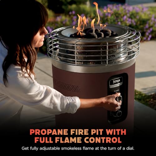 Ninja Fireside360 Outdoor Heater & Fire Pit | 3 Modes: Flame & Heat | Portable for Patio, Deck, Camping, Easy Control Smokeless Flame | Push to Start Ignition | Brown | OF101BR1 - Image 6