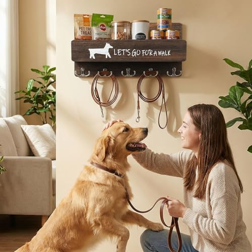 Niciksty Wood Dog Leash Holder for Wall, Key Hanger with 5 Double Key Hooks by Niciksty - Image 4