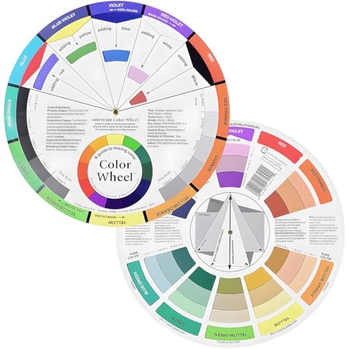 JEYORZY 2 Pcs Cercle Chromatique, Cercle Chromatique, Roue des Emotions Nuancier Ral Peinture Roue de Couleur Guide De Mélange des Couleurs Artist's Color Wheel Aquarelle Roue des Mélange Rotative JEYORZY 2 Pcs Cercle Chromatique, Cercle Chromatique, Roue des Emotions Nuancier Ral Peinture Roue de Couleur Guide De Mélange des Couleurs Artist's Color Wheel Aquarelle Roue des Mélange Rotative