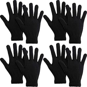 SATINIOR 4 paar magische winterhandschoenen, uniseks, gebreide handschoenen, rekbaar, wanten, bulk, volledige vingers, warme handschoenen voor mannen en vrouwen sport