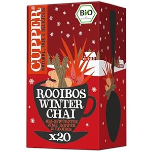 Cupper Bio Gewürztee "Rooibos Winter Chai", Rooibos Tee, Chai Tee, 20 ungebleichte Teebeutel, umweltfreundlich, fair gehandelt