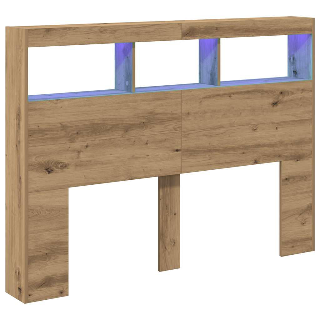 vidaXL Tête de lit en chêne artisanal avec LED et rangement – Tête de lit en bois d'ingénierie RVB