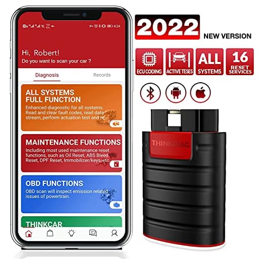 thinkcar ThinkDiag Bluetooth OBD2 escáner,Todos los sistemas diagnosis coche ,16 Reset Service, para IOS Android,codificación ECU, prueba activa, Auto-VIN, 1 año de actualización gratuita