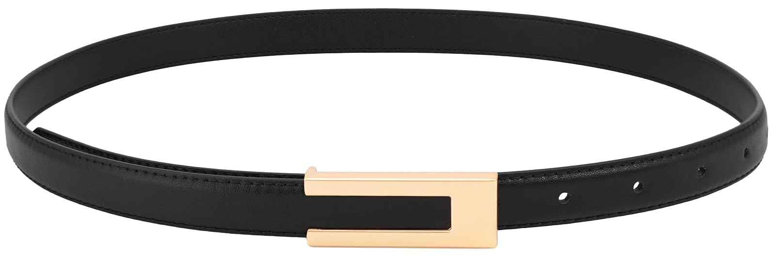 Women Leather Belt Skinny Waist Belts for Dress Thin Waist Belt with Gold Buckle for Jeans Pants