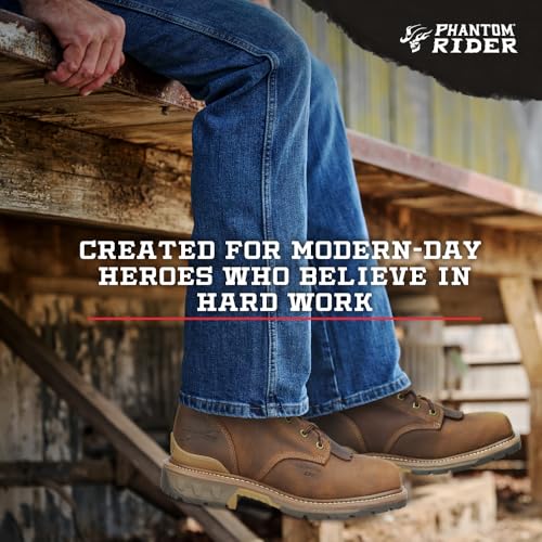 PHANTOM RIDER Men's Dailor 8” Wide Square Composite Toe Lacer Work Boots with Dual-Density Comfort Footbed & Oil- and Slip-Resistant Outsole4