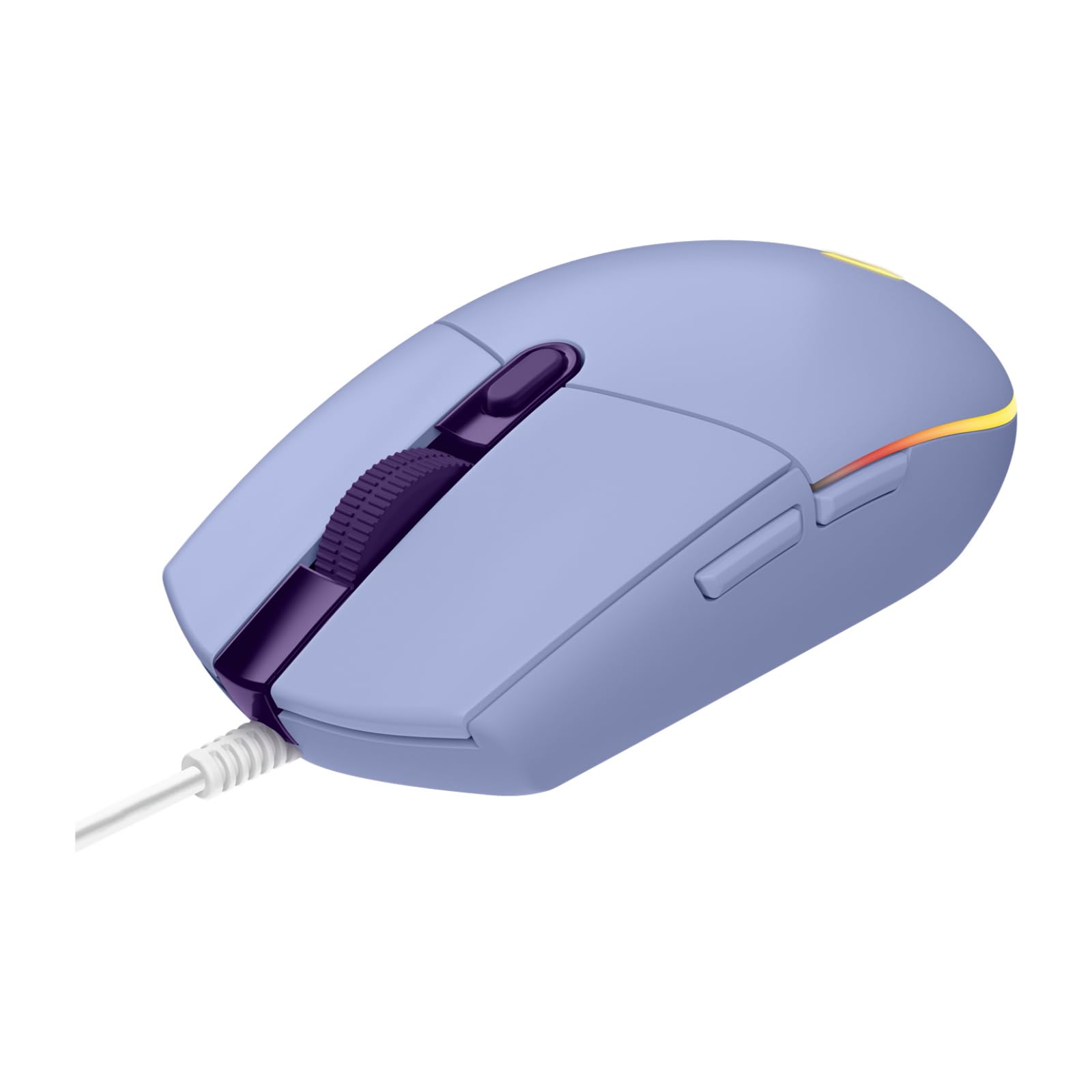 Logitech G203 2nd Gen Wired Gaming Mouse, 8,000 DPI, Rainbow Optical Effect LIGHTSYNC RGB, 6 Programmable Buttons, On-Board Memory, Screen Mapping, PC/Mac Computer and Laptop Compatible - Lilac