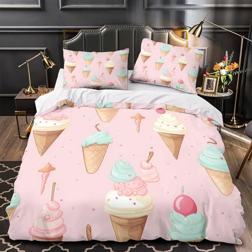 Parure de lit microfibre résistante 140x200 avec housse de couette glace 3D légère