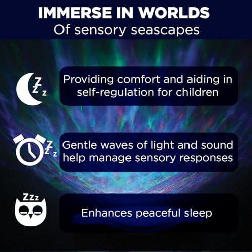 Bright Autism Calming Sensory Sea Lamp - Night Light Projector for Kids, 7 Light Modes, Color Changing Music Player, Nature Relaxation Sounds - Image 3
