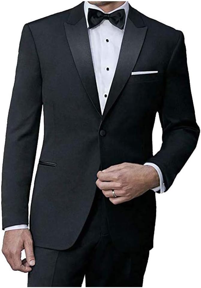 IKE Behar Black Slim Fit Tuxedo with Peak Lapel
