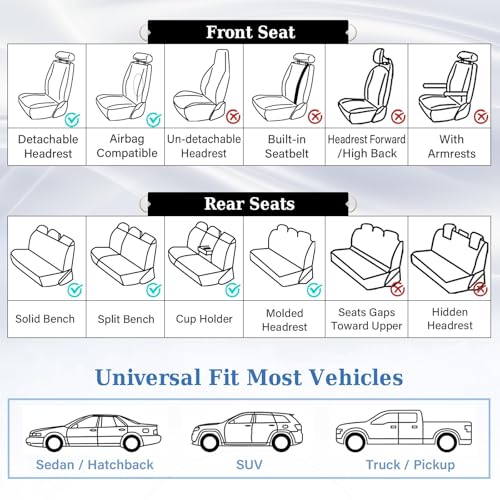 Image of Coverado Front Seat Covers, Car Seat Covers Front Seats, Luxury Faux Leather Seat Covers for Cars, Car Seat Protector Waterproof, Automotive Driver Seat Cover Universal Fit for Most Cars, Brown