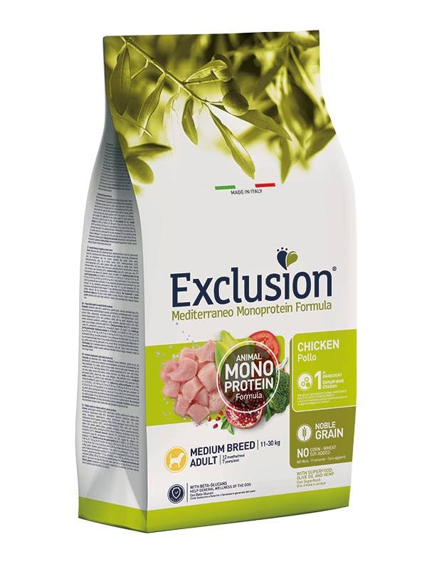 EXCLUSION MEDITERRANEO Per Cani ADULT Pollo MEDIUM 12 kg
