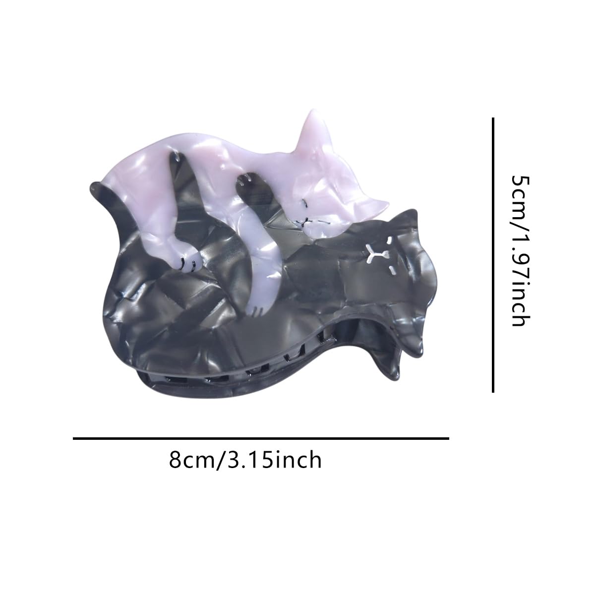 Cute Black White Cat Hair Clips,Novelty Acetate Hair Clip,Small Claw Clips for Women - Image 2