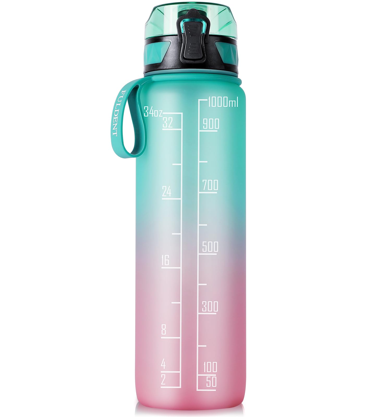 Fuldent Sport-Trinkflasche, auslaufsicheres Design, BPA-freier Tritan-Kunststoff, für Teenager, Erwachsene, Sport, Wandern, Fitnessstudio, Fitness, Outdoor, Radfahren, Schule und Büro, 1 l
