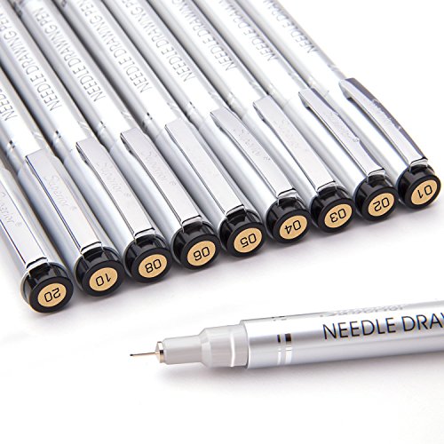 Precision Micro-Line Pens, Fineliner, Multiliner, Waterproof Archival ink, Artist Illustration, Anime, Sketching, Technical Drawing, Office Documents & Scrapbooking, Manga Pens Writing, 10/Set(Black)