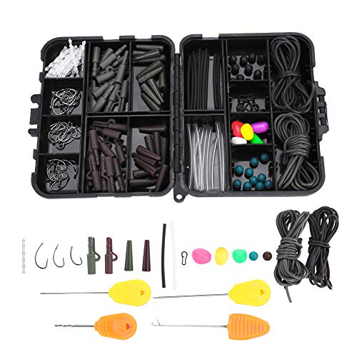 Fishing Tackle Set Carp Fishing Tackle Box 131 Pieces Set Included Weights Clips Baiting Needles Hook Swivel Rig Kit(with bait needle) Carp Fishing carp tackle kit carp tackle kit
