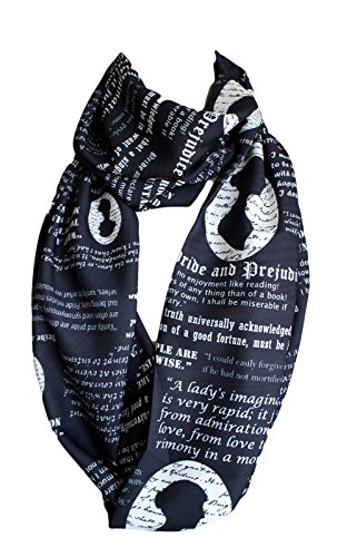 Etwoa Jane Austen Pride and Prejudice Book Quotes Black Infinity Scarf Circle Scarf2