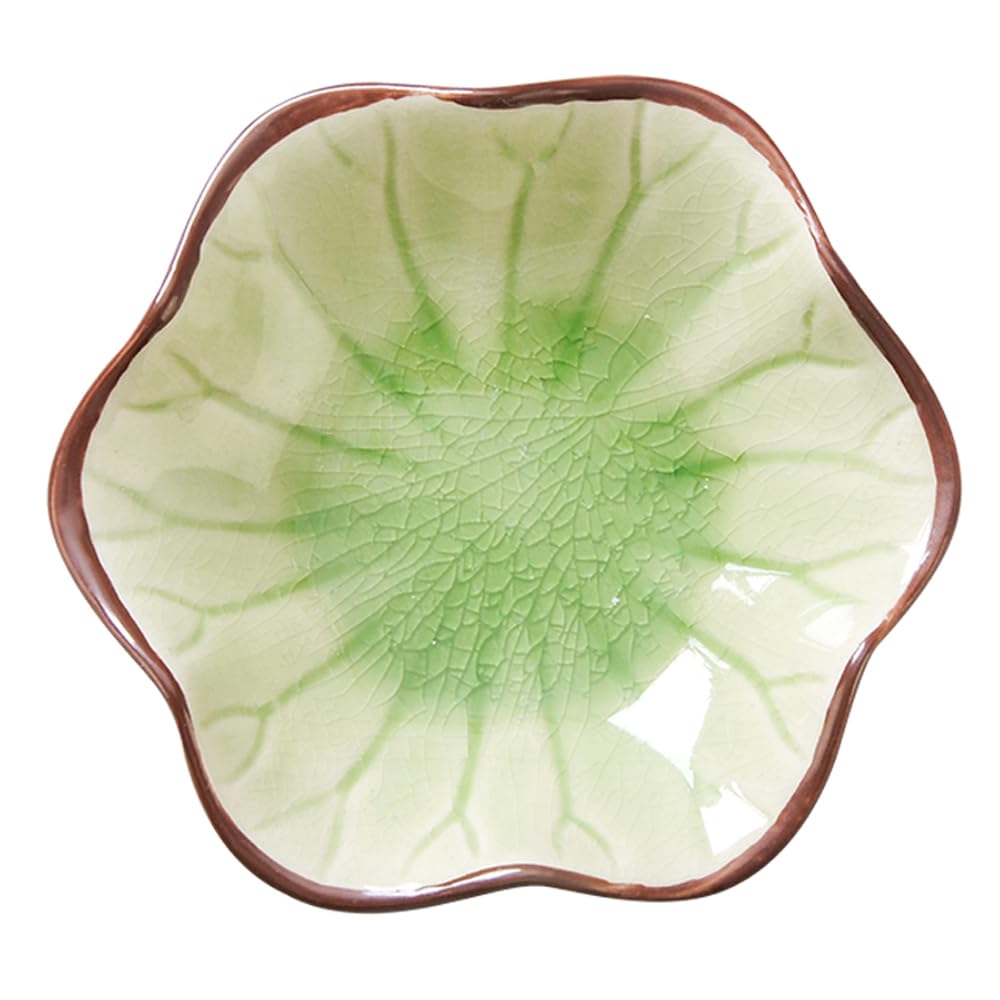 JAMEND CLXP Ice Cracking Leaf Jewelry Dish, Decorative Ring Holder Small Trinket Tray Bowl, Gifts for Daughter Mom Friends, Grass Green.