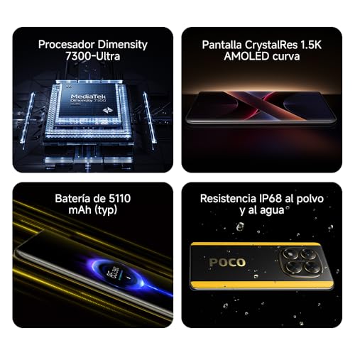 Xiaomi POCO X7 - Smartphone de 12+512GB, Pantalla CrystalRes 1.5K AMOLED Curva, MediaTek Dimensity 7300-Ultra, Cámara de 50 MP, Carga Turbo de 45W, Cargador no Incluido, Plata (Versión ES) - Imagen 4