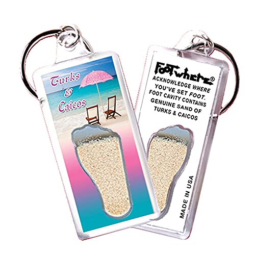 FootWhere Turks & Caicos Keychain (TC104-Umbrella). Authentic destination souvenir acknowledging