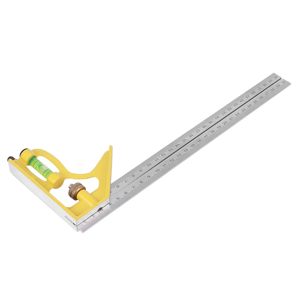 Fafeicy Escuadra Combinada de 300 Mm con Regla de Acero Inoxidable — Herramienta de Medición para Carpintería y Madera — Instrumento para Carpinteros con Escala Láser y Nivel de Burbuja,