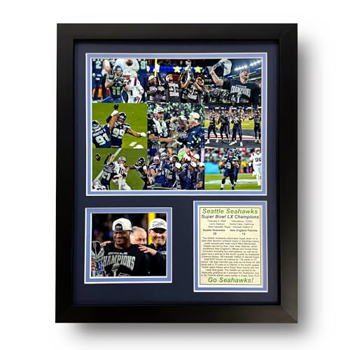 Legends Never Die 2025 SB LX Champions | Collectible Seattle Football Memorabilia | Framed Picture & Photo Collage Gift Man Cave Wall Art Home & Room Decor | 2 Sizes & 2 Styles (Mosaic 12x15)