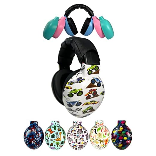 ZIPZ Baby & Toddler Earmuffs – Innovative Design – Change Colors with Magnetic Shells – Hearing Protection Headphones 0-4 yrs (Cars Trucks)