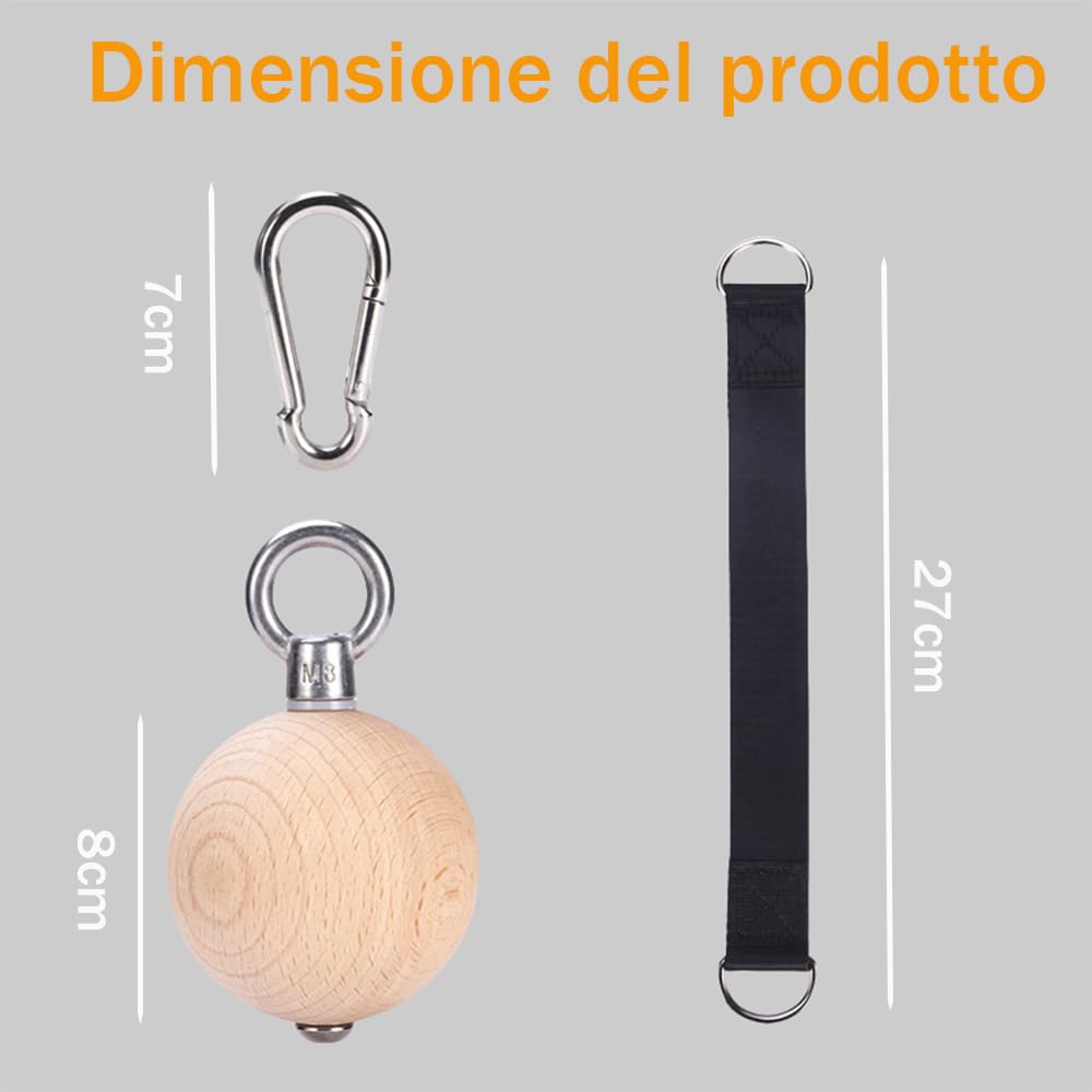 Maniglie per Trazioni con Sfere in Legno, Set di Appigli per Arrampicata, Allenatore di Forza Braccia e Presa, Fasce di Resistenza per Palestra Casa, Fitness e Riabilitazione