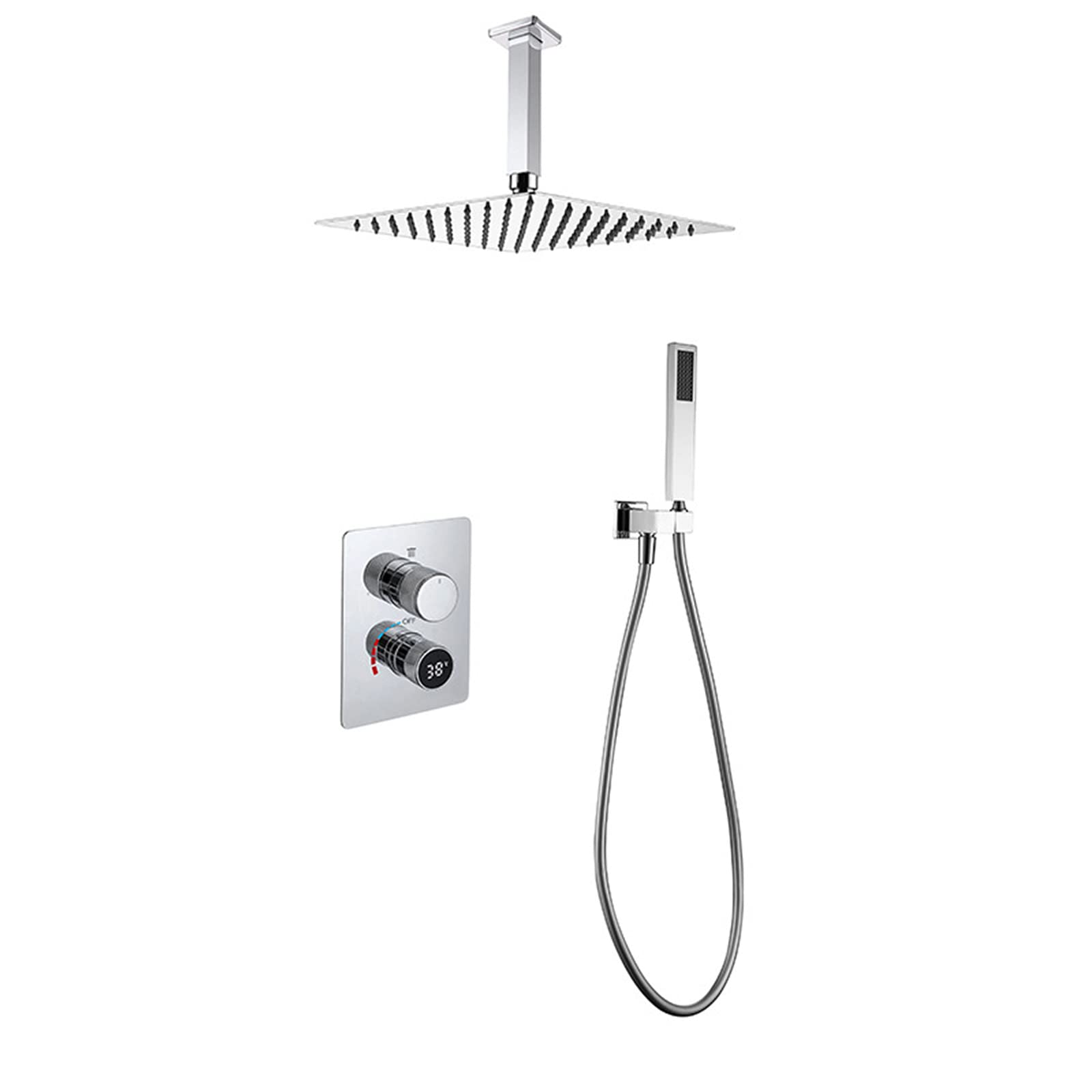 Ensemble de robinet de douche complet avec système thermostatique et pulvérisateur à main