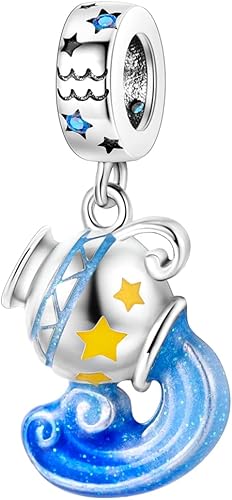 Parmuz Dijes de signo del zodiaco para pulsera, collar, plata de ley 925, 12 constelacioneshoróscopo, cuentas colgantes de piedra natal, regalos de