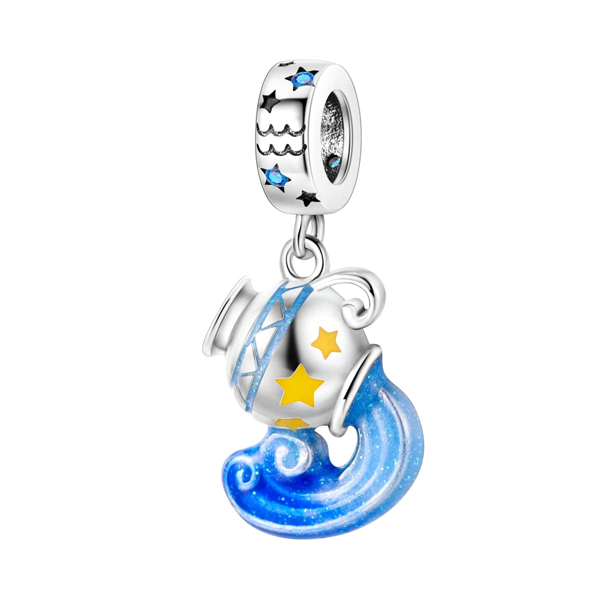 Parmuz Zodiac Sign Charms for Bracelet Necklace 925 Sterling Silver Charms 12 Constellation Horoscope Star Dangle Birthstone Beads