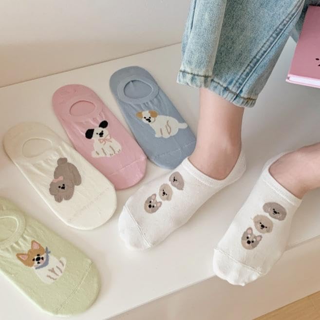 Image of Violet Mist Women No Show Socks Animal Patterned Low Cut Liner Socks Girls | Non Slip Invisible Socks, Novelty Funny Pattern Footies Flat Boat Socks Casual, Summer