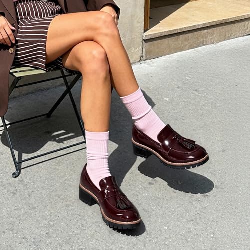 Image of DREAM PAIRS Women's Chunky Loafers Business Casual Shoes | Comfortable Slip-on Loafers for Women with Round-toe Design and Tassels, Work Office Dressy Shoes