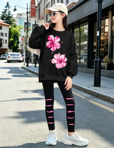 Image of Girls Clothes, Girls Outfits Tie Dye Sweatshirt Tops and Leggings Sweatpants 2 Piece Fall Winter Clothes Set 6-16T