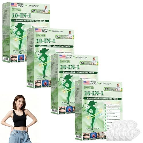 GLORENDA Moringa Berberine Patches 2026 New Professional Moringa 10-in-1 Nano Microdarts Patch Natural Patches for Women and Men Suitable for All Skin Types (4 boxes)