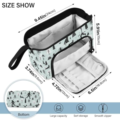Image of Sasquatch Print Pencil Case Pouch Big Capacity Pencil Bag Box Organizer Pen Case with Compartmens Stationery Organizer for Girls Boys Women School College Office