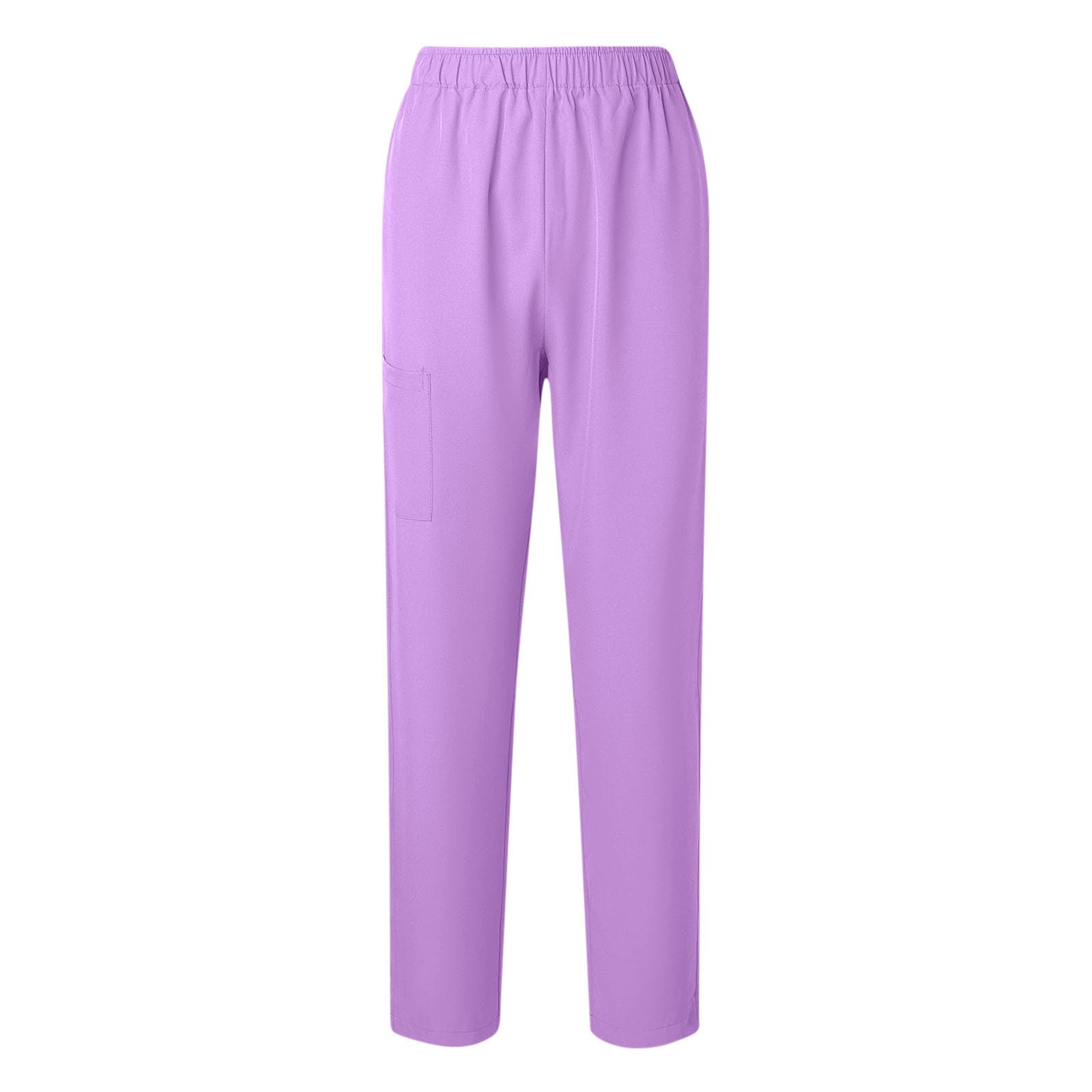 Women Scrub Pants Straight Leg Pull-on Pant Elastic Waist Stretchy Bottoms Nursing Work Trousers with Pocket