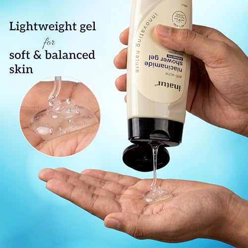 Image of inatur Niacinamide Shower Gel with Zinc PCA & Hyaluronic Acid | Intense Hydration & Skin Rejuvenation | Anti-Acne Formula for Body Acne | Sulfate-Free & Nourishing | For All Skin Types | 400ml