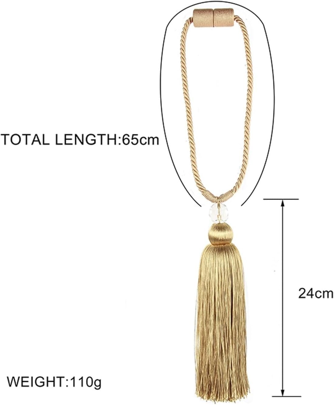 Zasłony, sznurki 2Pc Curtain Tieback Tassels Hanging Ball Gold Home Decor Tieback Magnet Buckle Rope Holdback Akcesoria do zasłon(Coffee)