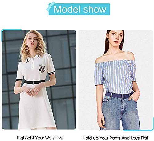 JASGOOD Invisible Women Stretch Belt No Show Elastic Web Strap Belt with Flat Buckle for Jeans Pants Dresses2