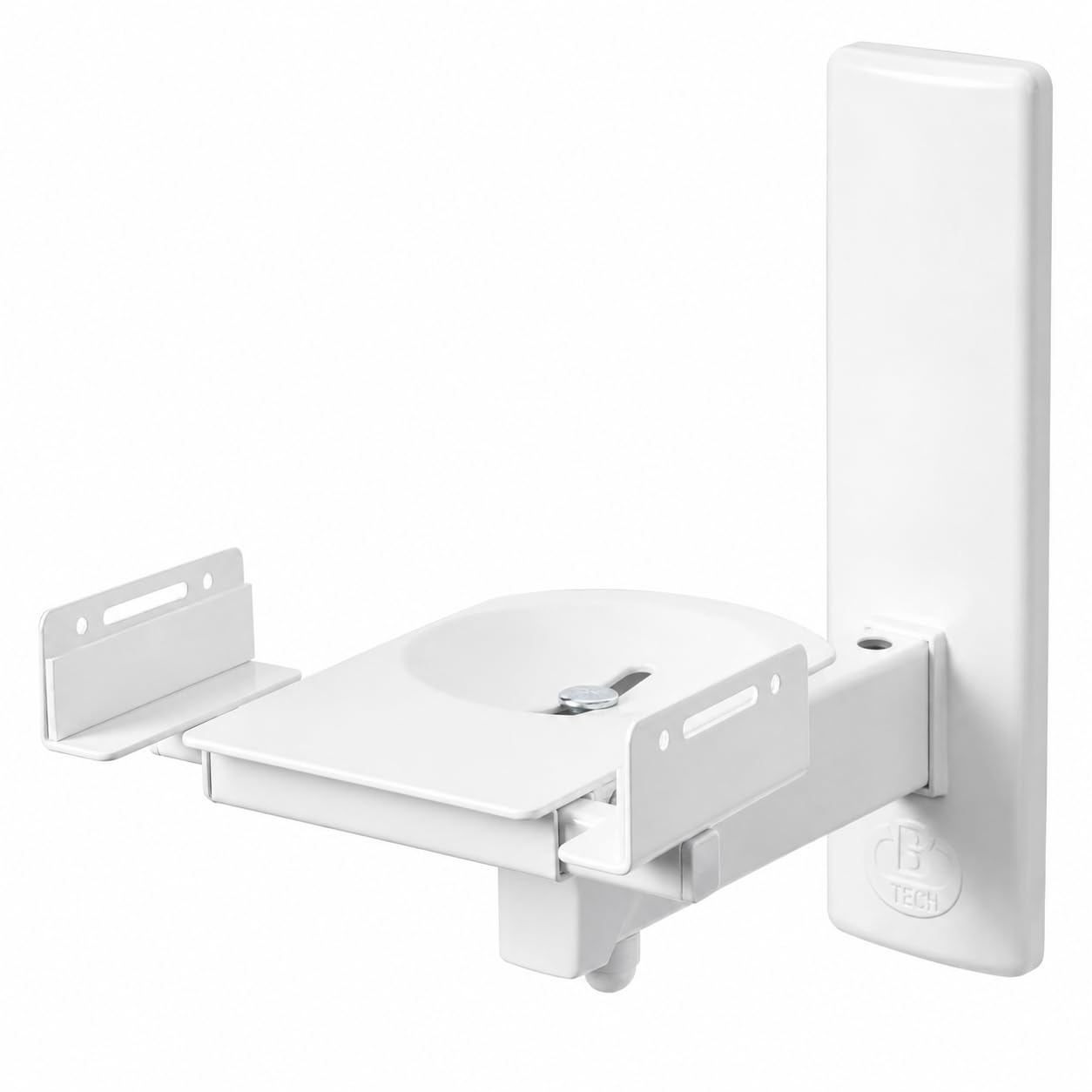 RO&CO B-Tech BT-77 White – Paire de Supports Muraux pour Enceintes Blanc • Jusqu'à 25 kg par Support • Rotation 360° • Inclinaison ±10° • Réglables de 135 à 280 mm • Acier Haute Résistance.