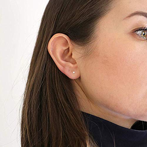 EPIRORA Sterling Silver Stud Earrings for Women- 3 Pairs of 2mm Tiny Ball Stud Earrings Round CZ Cubic Zirconia Earrings Pearl Earrings Set Cartilage Small Tragus Earrings Nose Lip Rings2