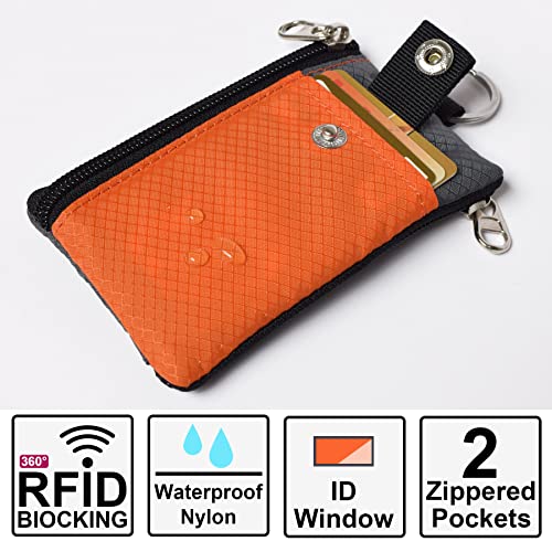 Image of CHENSPRX Minimalist RFID Blocking Small Wallet with ID Window,WaterResistant Zip Id Case Wallet with Lanyard Keychain for Cards,Cash,Travel,Women,Men