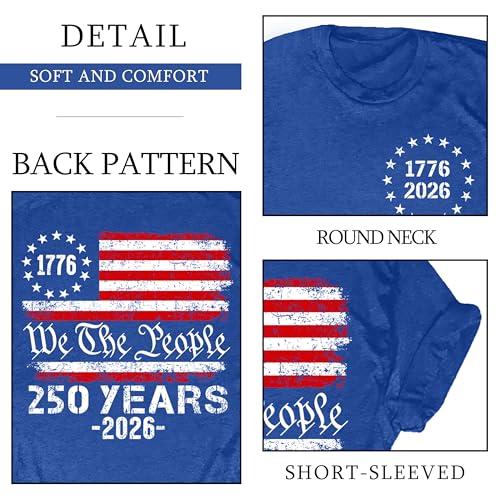 Image of Ithalt Patriotic Plus Size Shirts for Women 250th Anniversary USA Shirts American Flag Tshirt USA Short Sleeve Tops