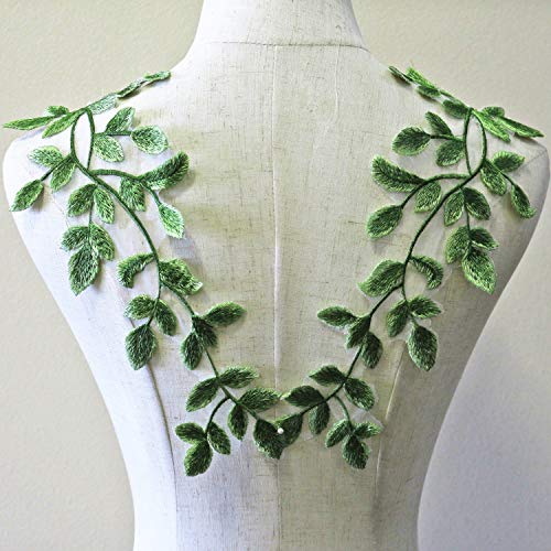 Green Lace Motif Forest Leaves Sew On Appliquetrims Embroidery Vine Decorative Patches For Costume Craft Projects 1 Pair #TOP1