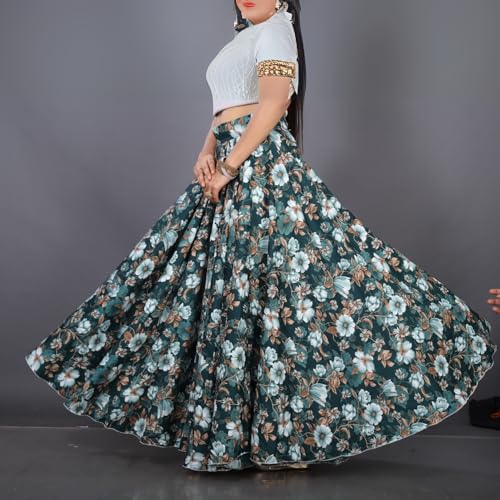 Image of JYESHTA Women's American Crepe Flared A Line Stitched Long Skirt with 12 Mtr Flare 40 in Height | Skirts for Women Long Length | Long Skirts for Girls
