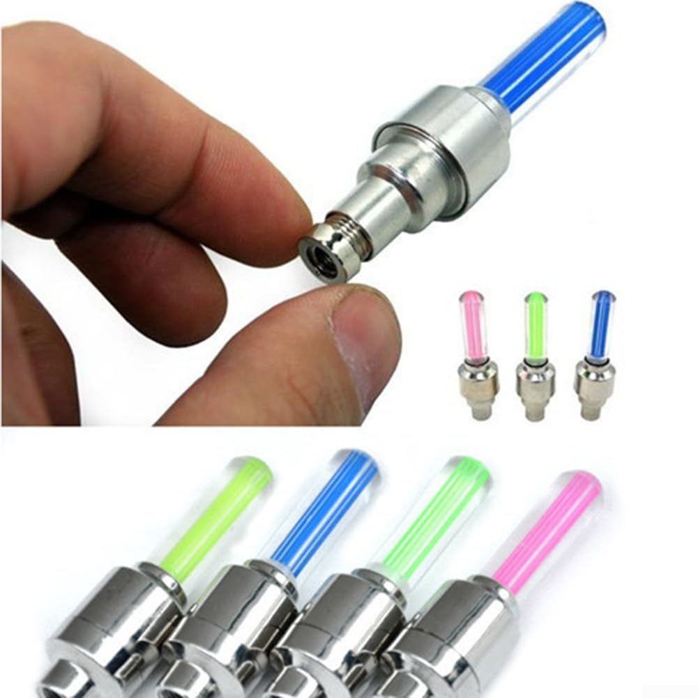 Lampes LED détecteur de mouvement tige valve vélo 16g 4 couleurs lot de 10